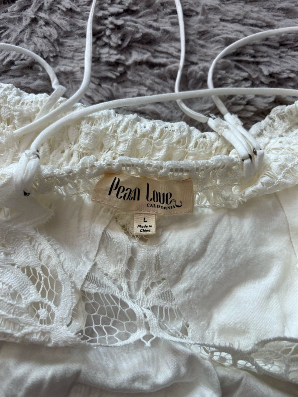 Lace Crochet Peplum Cami Top - White size Large - Picture 5 of 8